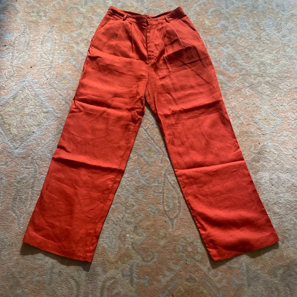 Reformation orange linen pants size 8